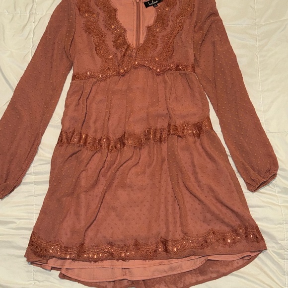 Lulus Dusty Rose Swiss Dot Mini Dress - Picture 2 of 5